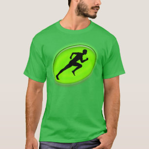 Neon grüner Mann läuft Personalrainer Sportgeschen T-Shirt