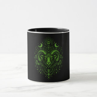 Neon-grüner Widder-Zodiak-Widder - Geometrische As Tasse