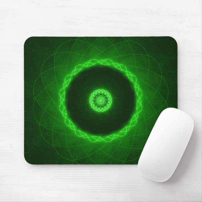 Neon-grünes abstraktes kreisförmiges Muster Mousepad (Mit Mouse)