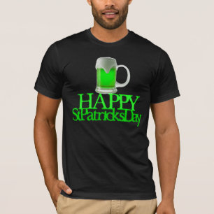 Neon Grünes Bier Verschwommen Fröhlicher St. Patri T-Shirt