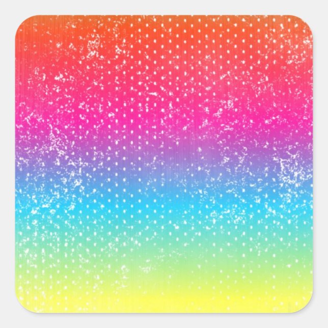 Neon Grunge Regenbogendesign Quadratischer Aufkleber (Vorderseite)
