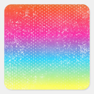 Neon Grunge Regenbogendesign Quadratischer Aufkleber