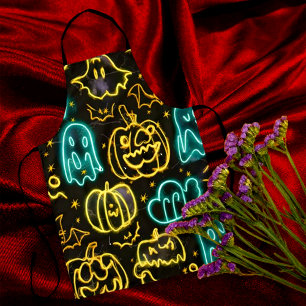 Neon Gruseliger Halloween-Geister-Fledermäuse-Kürb Schürze