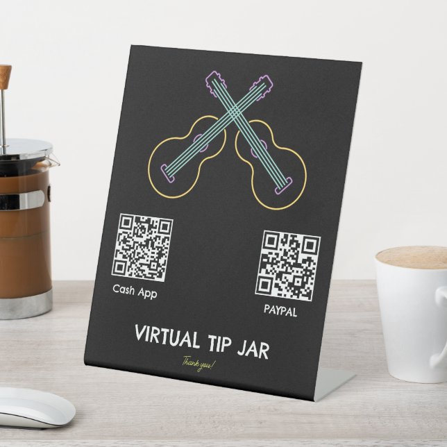 Neon Guitars Virtual Tip Jar Tabletop-Zeichen Sockelschild (In SItu)