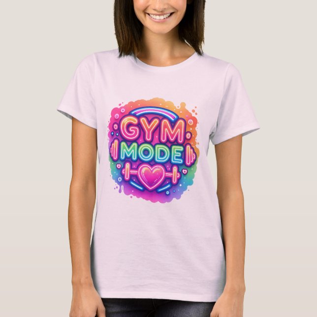 Neon-Gym-Modus - Rainbow-Fitness Herzschlag T-Shirt (Vorderseite)