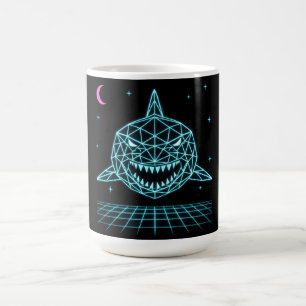 Neon-Hai-Synthwave - Retro-Ozean-Raubtier Kaffeetasse
