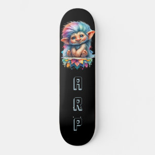 *~* Neon Hair Rainbow Troll AP89 Initial Skateboard