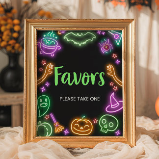 Neon-Halloween-Baby-Shower-Geschenke-Schild Poster
