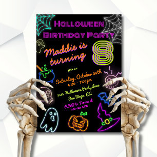 Neon Halloween Geburtstagsparty Einladung