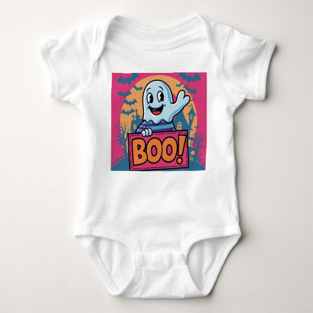 Neon Halloween Ghost, Neon Boo Halloween Ghost, Baby Strampler (Vorderseite)