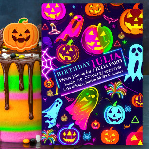 Neon Halloween Leichte Regenbogen Gwer Party Einladung
