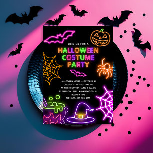 Neon Halloween Party Einladung