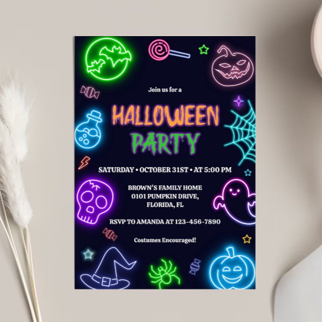 Neon Halloween-Party Einladung (Von Creator hochgeladen)