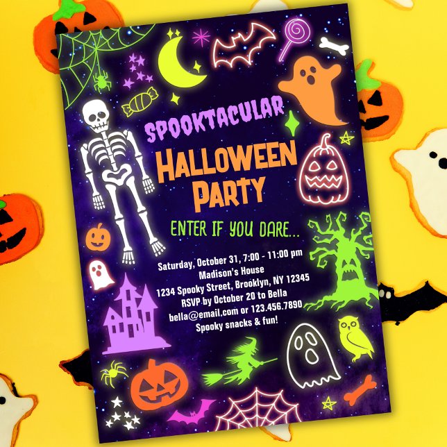 Neon Halloween-Party Einladung Spooktacular (Von Creator hochgeladen)