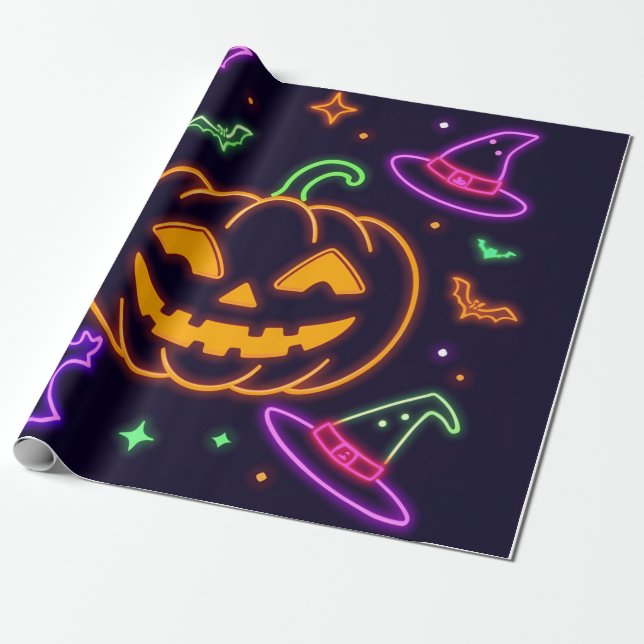 Neon Halloween-Party Gift Wrap Geschenkpapier (Ungerollt)