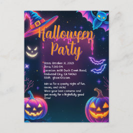 Neon-Halloween-Party Postkarte