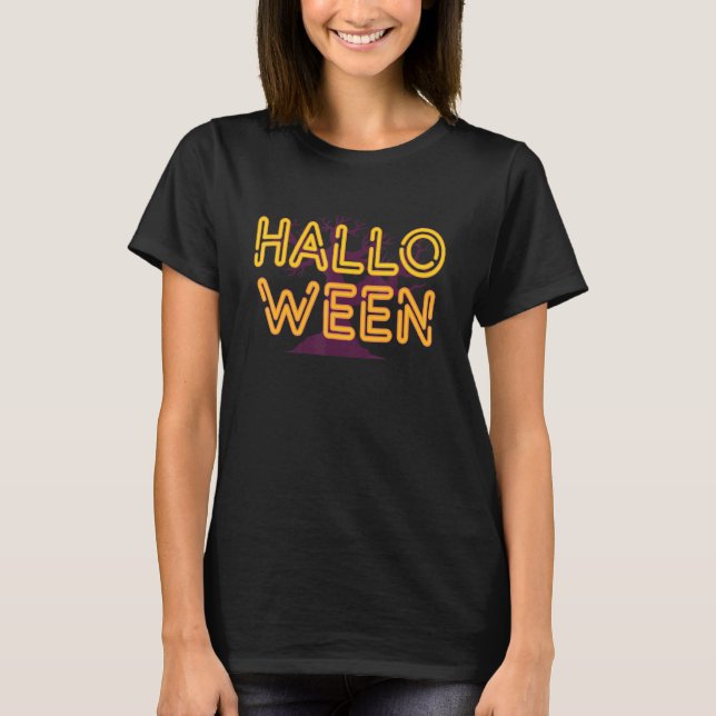 Neon Halloween Spooky Tree Design T-Shirt (Vorderseite)