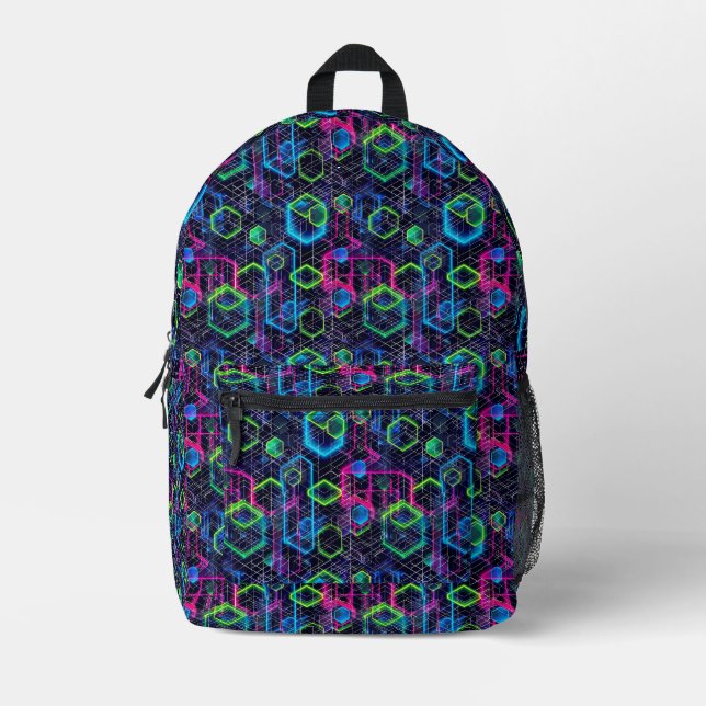 Neon Halos Bedruckter Rucksack (Vorderseite)