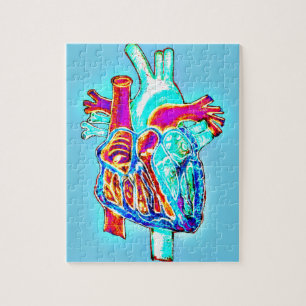 Neon Hand Drawn Anatomisches Herz Puzzle