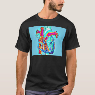 Neon Hand Drawn Anatomisches Herz T-Shirt
