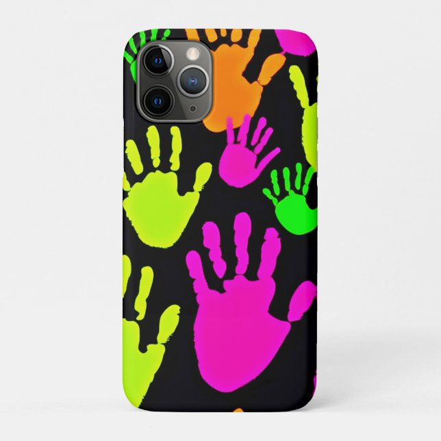 Neon Handprint Graffiti Muster Case-Mate iPhone Hülle (Rückseite)