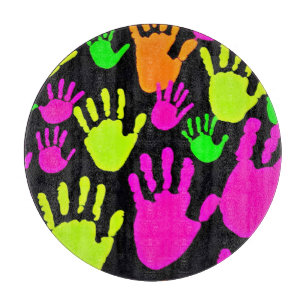 Neon Handprint Graffiti Muster Schneidebrett