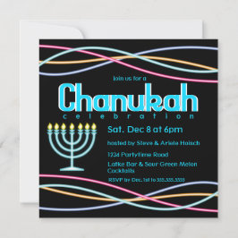 Neon Hanukkah Party Einladung