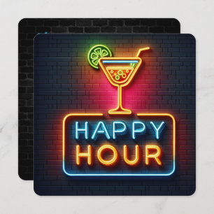 Neon Happy Hour Party Einladung
