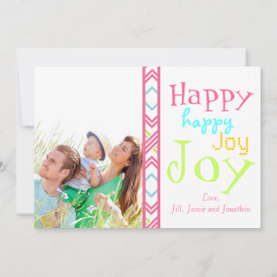 Neon Happy Joy Typografy Christmas Foto Card Feiertagskarte