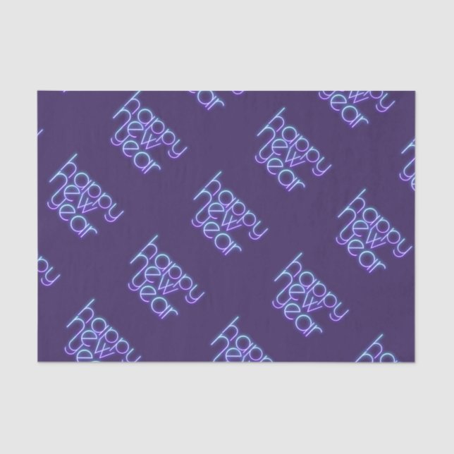 Neon Happy New Year Seidenpapier (Vorderseite)