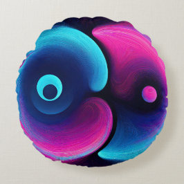 Neon Harmony: Eine moderne Interpretation von Yin  Rundes Kissen