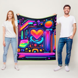 Neon Heart Chaos Fleecedecke