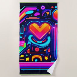 Neon Heart Chaos Strandtuch