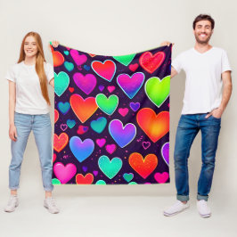 Neon Heart Symphony Fleecedecke