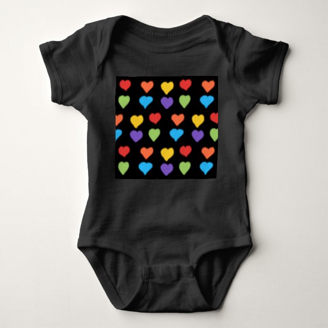 Neon Hearts Baby Bodysuit (Black Multi) Baby Strampler (Vorderseite)