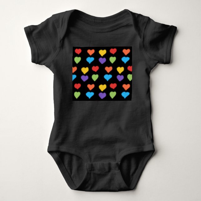 Neon Hearts Baby Bodysuit (Black Multi) Strampler (Vorderseite)