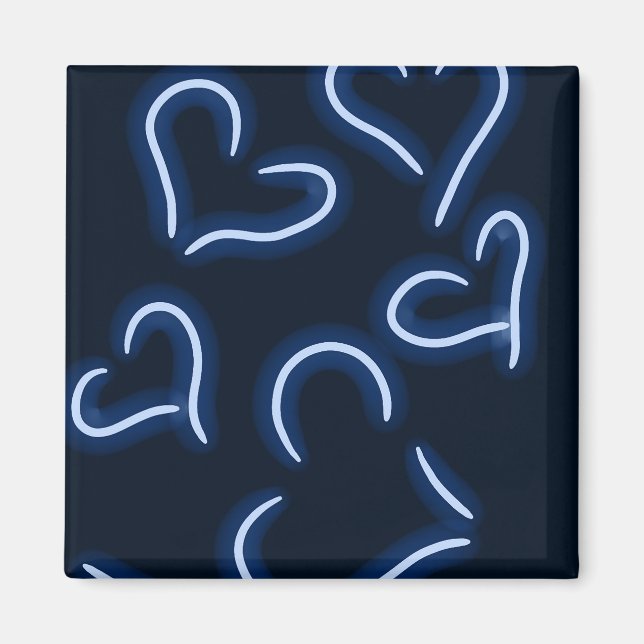 Neon Hearts Blue Magnet (Vorne)