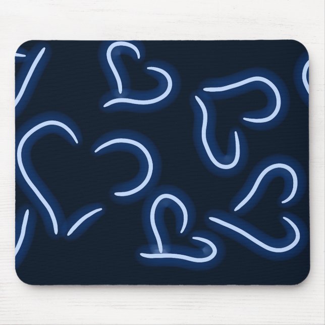Neon Hearts Blue Mousepad (Vorne)
