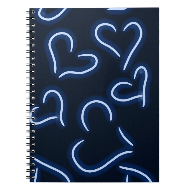 Neon Hearts Blue Notizblock (Vorderseite)
