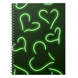 Neon Hearts Green Notizblock