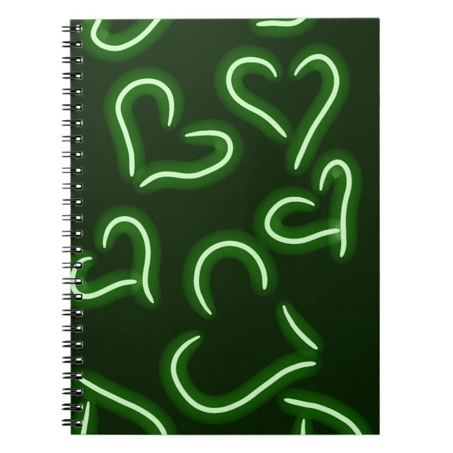 Neon Hearts Green Notizblock (Vorderseite)