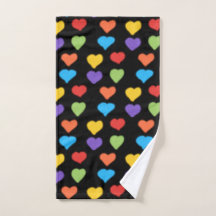 Neon Hearts Handtuch (Regenbogen & Schwarz)
