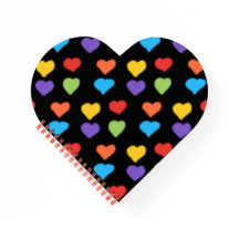 Neon Hearts Heart Notebook (Black Multi)