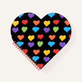 Neon Hearts Heart Notebook (Black Multi) Notizbuch