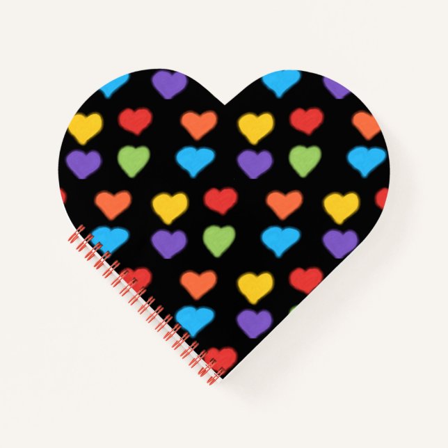 Neon Hearts Heart Notebook (Black Multi) Notizbuch (Vorderseite)