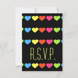 Neon Hearts (Hochzeit) RSVP Karte