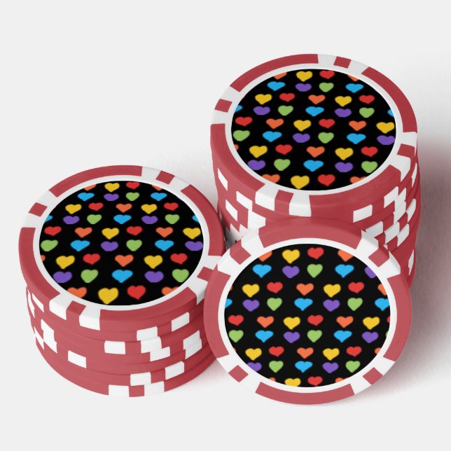 Neon Hearts Poker Chips (Multi) (Stapel)