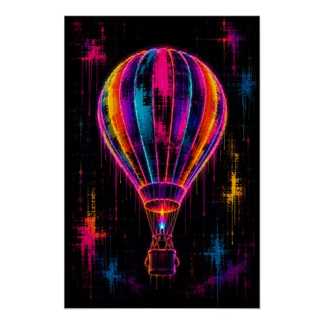 Neon-Heißluftballon Poster (Vorderseite)