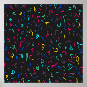 Neon-Helle Markierungen auf Schwarz Poster