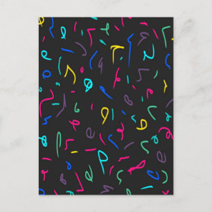 Neon Helle Markierungen auf Schwarz Postkarte